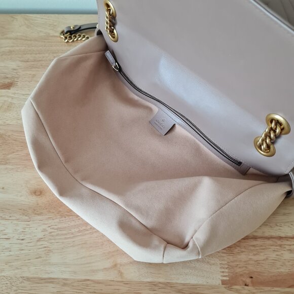 Gucci GG Marmont Large Shoulder Bag Dusty Pink Rose Mauve Matelasse Gold Rare - Picture 15 of 16